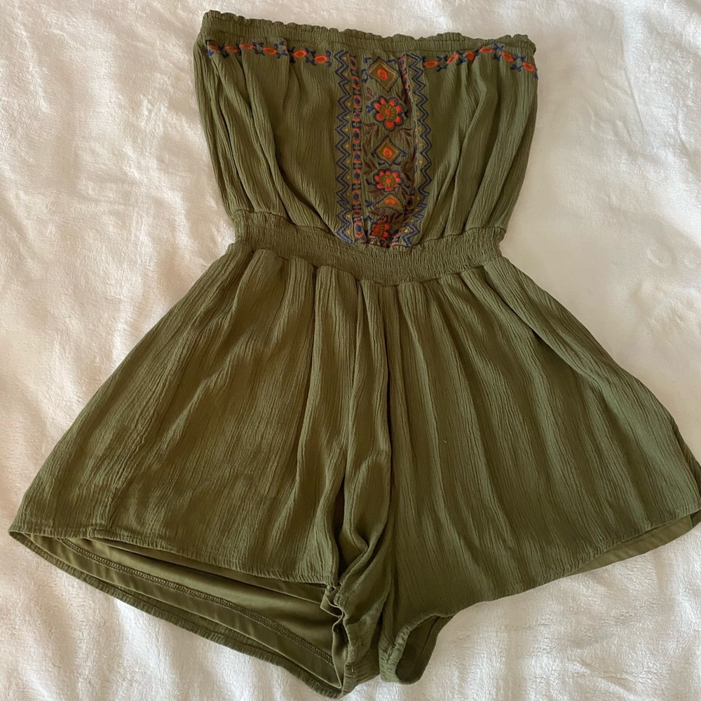 Target olive green strapless romper